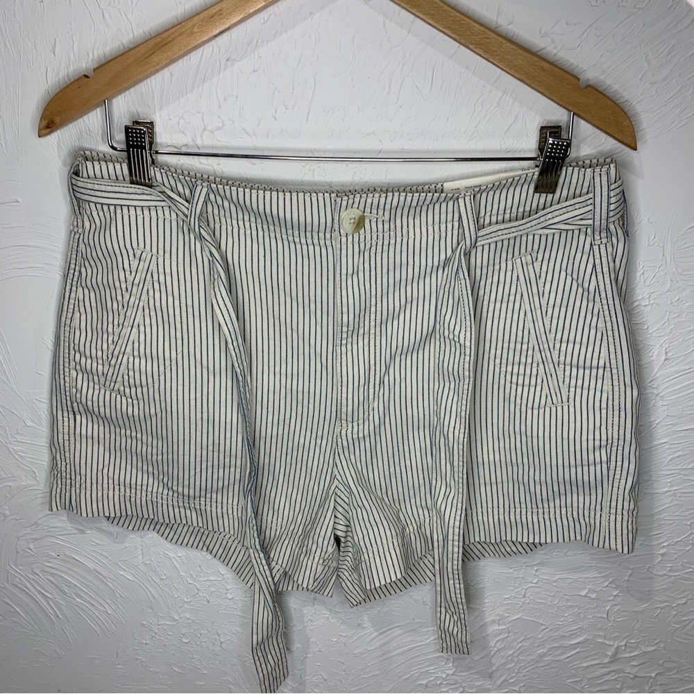 American Eagle High Waisted Short High Rise Shorts Striped Paperbag Womens Sz 10
